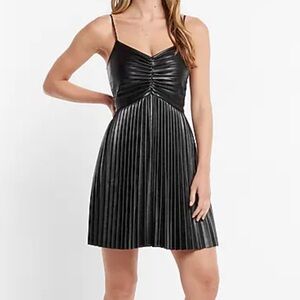 Sold: Express faux leather pleated dress S
